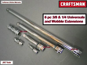 CRAFTSMAN 6pc 1/4 3/8 ratchet wrench WOBBLE socket extension universal flex set  - Picture 1 of 4