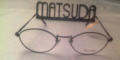 VERY RARE VINTAGE BLACK MATSUDA MATTE & SHINY 2874 BK 5B 49-19-145 EYEGLASS NICE - Image 1 of 4
