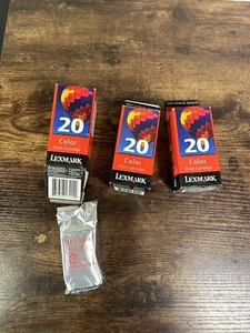 Genuine Lexmark 20 Tri-Color Qty 2, Ink Cartridges 15M0120 Sealed - Picture 1 of 8
