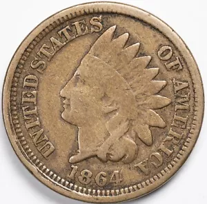 1864 Copper Nickel CN Indian Head Penny Cent Good (G) - Picture 1 of 4
