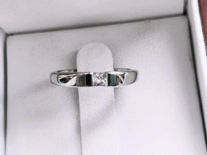 PLATINUM CLEAN  DIAMOND ENGAGEMENT RING SIZE 4  4.5gr - Picture 1 of 12