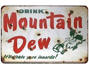 Insegna Metallo 8x12 Mountain Dew Americana Vintage Look Retrò Cola Soda Pop Wall Art - Foto 1 di 2
