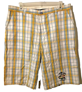 Ed Hardy pantaloncino uomo taglia 40 giallo a quadri golf logo ricamato Y2K - Foto 1 di 6