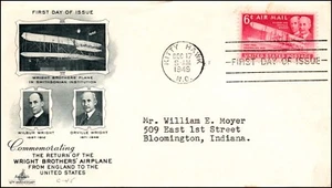 Scott C45 6 Cents Wright Brothers Artcraft FDC Typed Address Planty C45-4 - Picture 1 of 2