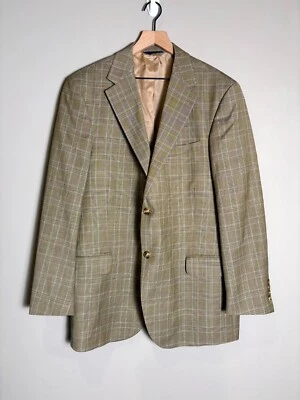 Abrigo Blazer Chaqueta T. Harris London Para Hombres Marrón Lana a Cuadros 2 Botones Deportivo 44R Foto 1 de 4