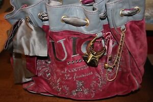 Juicy Couture Signature Y2K purse Rose velour jewels & heart mirror + SCARF LOT