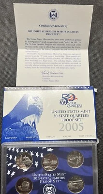 2005 US State Quarters Mint Proof Set-WEST VIRGINIA-CALIFORNIA-MINNESOTA-KANSAS - Image 1 of 4