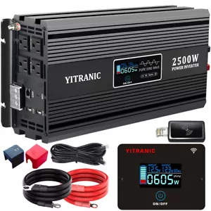 2500W Pure Sine Wave Inverter 5000 Watt DC 12V to AC 120V Wireless LCD Remote RV - Picture 1 of 6