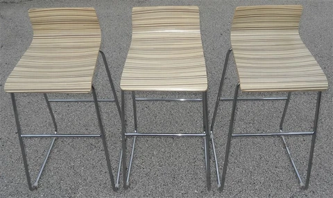 3 Modern 30" Tall Bar Stools Chrome Frames / Laminate Tops Cover