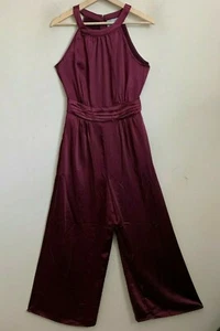 Skies Are Blue Jumpsuit Wine Halter Neck Back Zip Pockets Wide Leg (3 Sizes) NEW - Picture 1 of 11