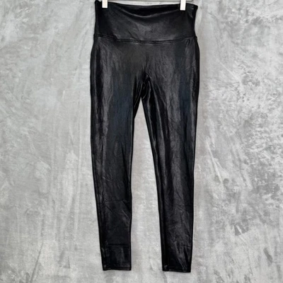 Spanx Leggings Womens Large Black Faux Leather High Rise Shapewear Stretch - Image 1 of 4