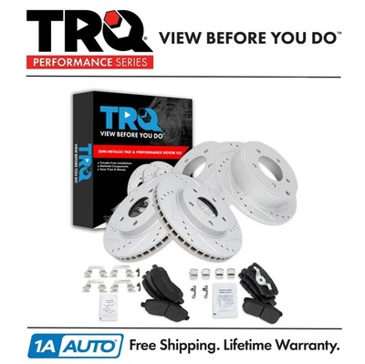 TRQ Front and Rear Brake Pad & Rotor Kit Fits 2008-2016 Mitsubishi Lancer - Image 1 of 4