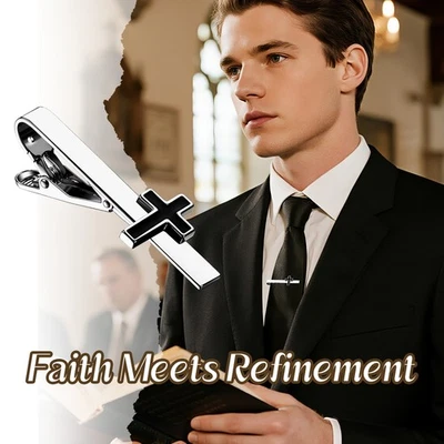 Men Vintage Cross Tree of Life Brass Tie Clip for Formal Wear Weddings Business - Image 1 of 4