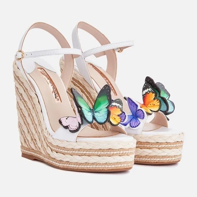 Alpargatas Sophia Webster Riva anabela borboleta branca tornozelo tamanho 40/10 - Imagem 1 de 4