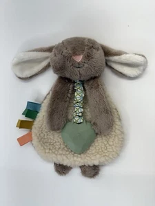 Itzy Ritzy Lovey Brown Bunny Rabbit Sherpa Tags Ribbons Baby Teether Rattle Toy - Picture 1 of 10