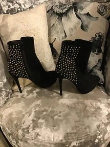 Black suede boots with bling - Picture 1 of 7