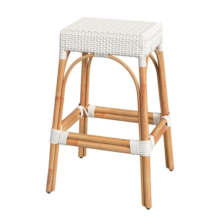 Butler Robias Rectangular Rattan 30" Bar Stool, Glossy White - 5604304 - Image 1 of 1