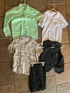 BOYS mixed clothes SHIRT/ 2 PC. SUIT LOT /pants SZ 6-7 & 8 CLOTHES #2017 - Picture 1 of 6