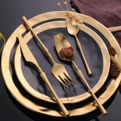 Stainless Steel Cutlery Set Gold Dinner Set Food Tableware Gift Forks Tea Spoon - Bild 1 von 4