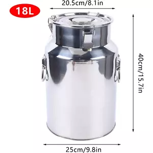 18L Milk Jug Stainless Steel Barrel Milk Jug Dairy Farm Milk Wine Bucket Transpo - Picture 1 of 13