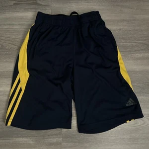 Adidas Boy Youth Shorts Size M 10-12 Y Navy/Yellow Preowned Polyester - Picture 1 of 5