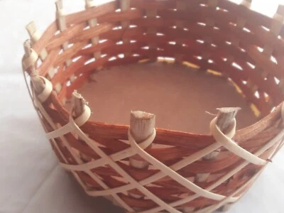 Cane Basket Natural Rattan Genuine Handmade Wicker Flower Décor Storage Ceylon - Image 1 of 4