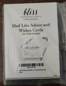 50ct Bliss Collections Mad Libs Advice and Wishes Cards New Mr & Mrs Wedding 4x6 - Imagen 1 de 3