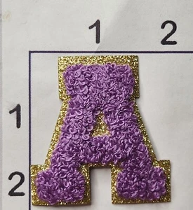 PURPLE 2" Letter "A" Patch Embroidered Chenille Iron on Alphabet - Picture 1 of 1
