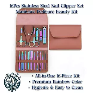 16Pcs Stainless Steel Nail Clipper Set Manicure Pedicure Care Tools Beauty Kit - Picture 1 of 5