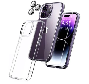 iPhone 14 Pro Max & Plus Clear Case Cover 5 in 1 Protection New - Picture 1 of 4