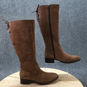 Botas de mujer Born 9,5 M de barro alto hasta la rodilla marrón gamuza con cremallera tacones bajos - Imagen 1 de 17