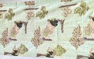 Vintage Barkcloth Fabric Panel/Curtain 50's Abstract Teal Nature 102" by 33.5" - Picture 1 of 20