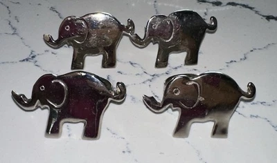 Пирс 1 Импорт Держатели колец для салфеток в форме слона никелированный набор из 4 штук - Изображение 1 из 4