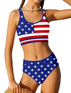 Girls 4th of July Swimsuit Size 16-18 Girl Patriotic Swimsuit American Flag S... - Picture 1 of 5
