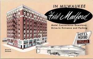 Hotel Medford - Milwaukee, Wisconsin - Vintage Postkarte ohne Post - Bild 1 von 2