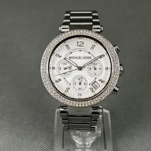 Michael Kors Parker Damenuhr MK-5353 Silber Kristalle MK5353 Datum neue Batterie - Bild 1 von 19