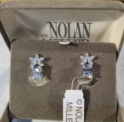 Pendientes Clip Nolan Miller Flor Eterna Cristal Estrás Tono Plata Foto 1 de 4