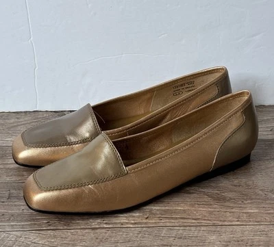 enzo angiolini liberty flats Gold Leather Loafers Flats Size 7.5 M Foto 1 de 4