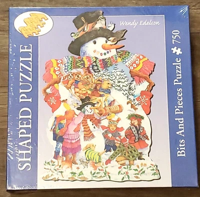 NUEVO Rompecabezas de 750 piezas con forma de muñeco de nieve Snowy Friends Wendy Edelson Foto 1 de 4