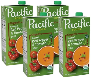 Pacific Foods Organic Roasted Red Pepper and Tomato Soup, 32 Fl Oz Carton (Pack - Picture 1 of 12