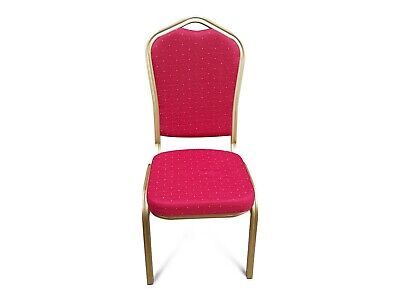 Red Metal Banqueting Chairs. Gold. Shield Back Stacking Steel Church Marquee • 32.49£