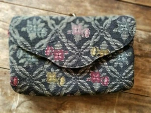 Vintage 1950's Peqi Paris Colorful Floral & Black Cloth Woven Clutch Purse  - Picture 1 of 5
