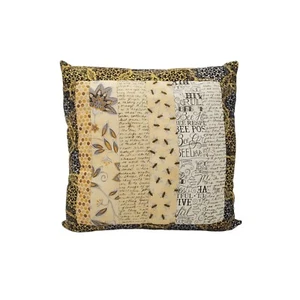 Handmade Honey Bee Bumblebee Insect Floral 13x13 Square Quilted Pillow Unisex - Picture 1 of 5