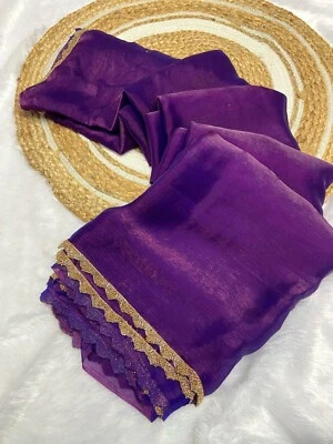 Indian Designer Bollywood Ethnic Saree Women Beautiful Wedding Wear Sari Blouse - Image 1 of 4