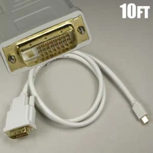 10FT Mini Display Port Thunderbolt to DVI-D Monitor Male to Male Cable Converter - Picture 1 of 1