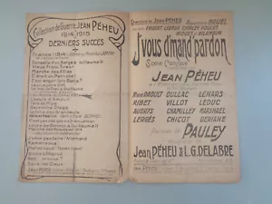 J'VOUS D'MANDE PARDON Jean Péheu Pauley Delabre Partition Musique Ancienne - Foto 1 di 3