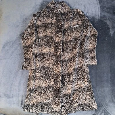 Calvin Klein Sleepwear Robe XS Womens Cheetah Print Soft Fleece Lounge Cozy - Image 1 of 4
