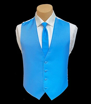 Men's Flow Formals Ocean Blue Tuxedo Vest & Tie Bow or Long Discounted Closeout - Image 1 of 3
