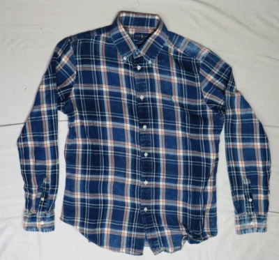 RALPH LAUREN POLO BOYS SHIRT LARGE L CLASSIC FIT DENIM RED WHITE BLUE PLAID NWOT - Image 1 of 4