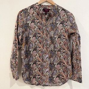 J Crew Liberty Of London Blouse Women Sz 2 Purple Paisley Art Deco Easter Spring - Picture 1 of 12